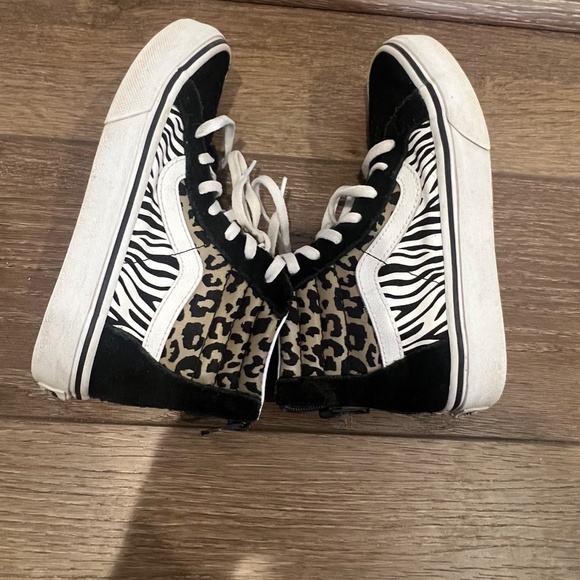 Vans Girls Animal Mix Sk8 High Top Sneakers, Cheetah, Zebra, Sz 2.5, Zip Back - Picture 8 of 10
